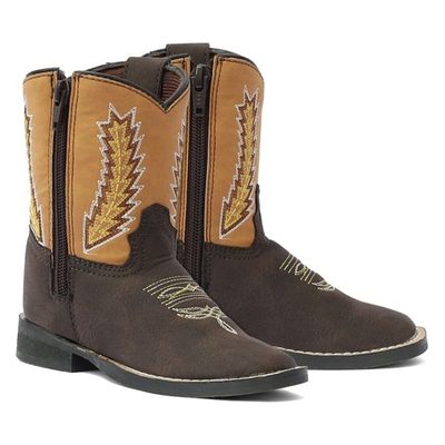TuffRider Kids' Toddler Biscayne Square Toe Western Boots - Mocha