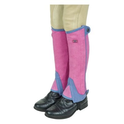 TuffRider Kids' Keeneland Synthetic Half Chaps - Pink/Lt Blue