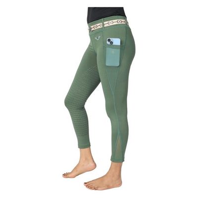 TuffRider Kids' Minerva EquiCool Full Seat Tights w/Pocket - Duck Green