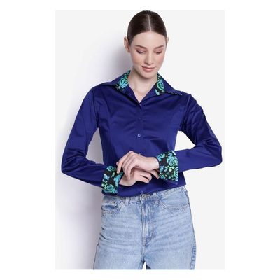 TuffRider Women's Adey Double Collar Shirt - Royal Blue