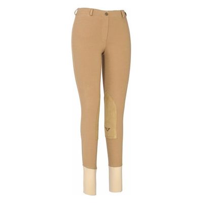 TuffRider Women's Cotton Lowrise Pull-On Knee Patch Breeches - Sand