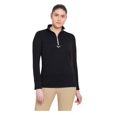 TuffRider Women's Ventilated Technical Long Sleeve Sport Shirt - Black