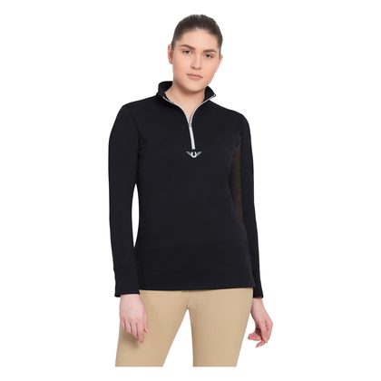 TuffRider Women's Ventilated Technical Long Sleeve Sport Shirt - Black