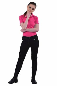 Equine Couture Women's Sportif Natasha Knee Patch Breeches - Black/Lt Tan Stitching