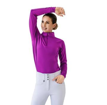 Romfh Women's 1/4 Zip Long Sleeve Solid Sun Shirt - Rose Violet
