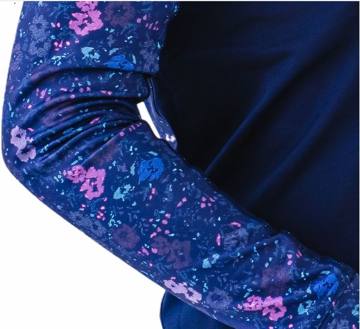 Ovation Kids' 1/4 Zip Long Sleeve Printed Sun Shirt - Navy Mosaic Floral Print