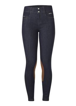 Kerrits Kids' Stretch Denim Knee Patch Breeches - Classic Dark Blue
