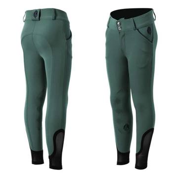 OPENBOX: Equinavia Kids' Greta Summer Knee Patch Breeches - 14 - Midnight Green/Navy