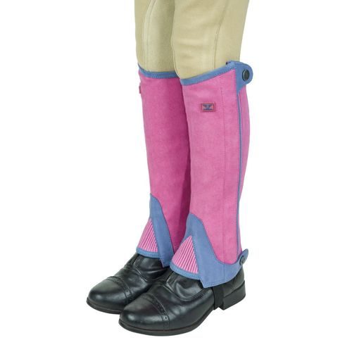 TuffRider Kids' Keeneland Synthetic Half Chaps - Pink/Lt Blue