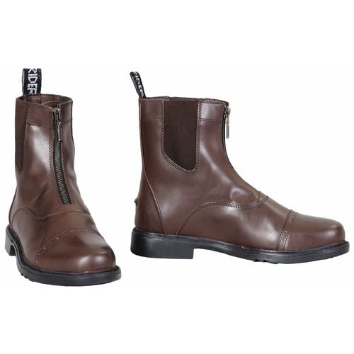 TuffRider Men's Baroque Front Zip Paddock Boots w/Metal Zipper - Mocha