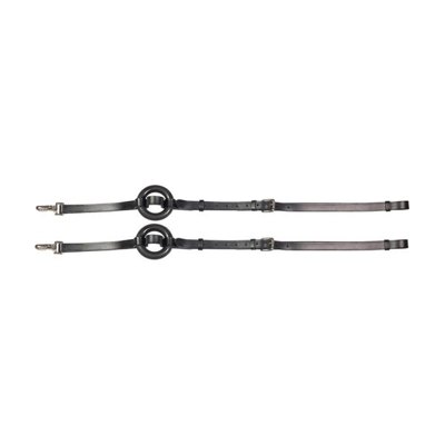 Horze Leather Side Reins w/Rubber Donuts - Black
