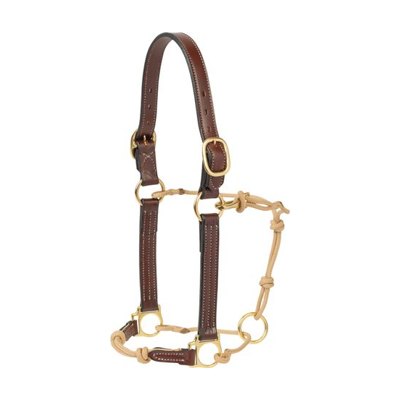 Weaver Kalley Krickeberg Leather & Rope Horseman's Halter - Chestnut/Tan