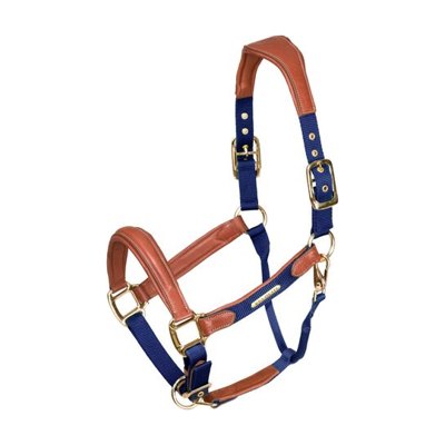 Shires Velociti Lusso Leather Breakaway Padded Halter - Navy