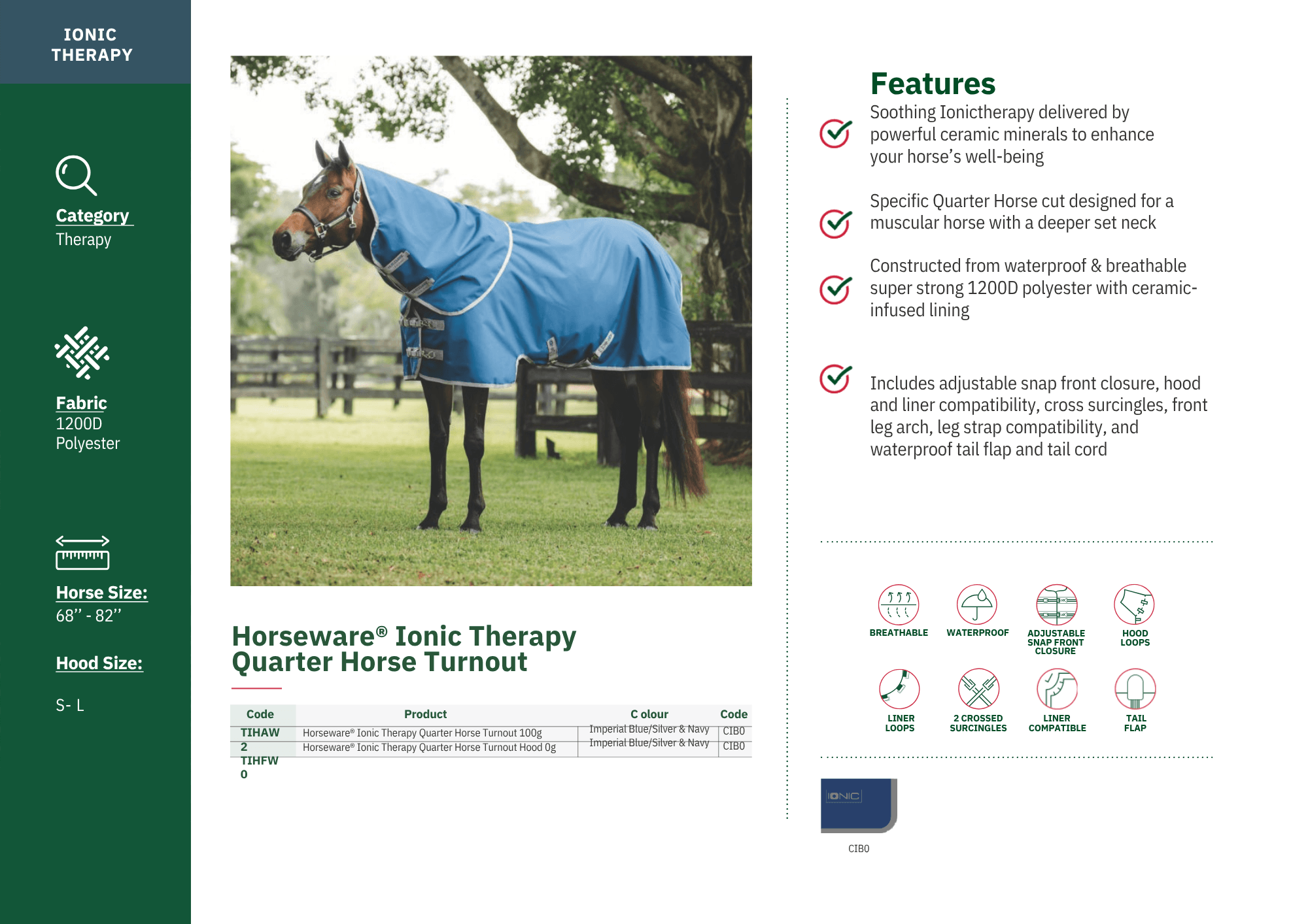 Horseware Ionic Therapy Quarter Horse Turnout