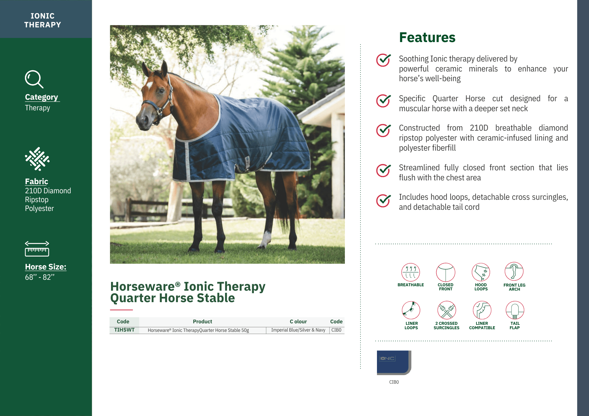 Horseware Ionic Therapy Quarter Horse Stable