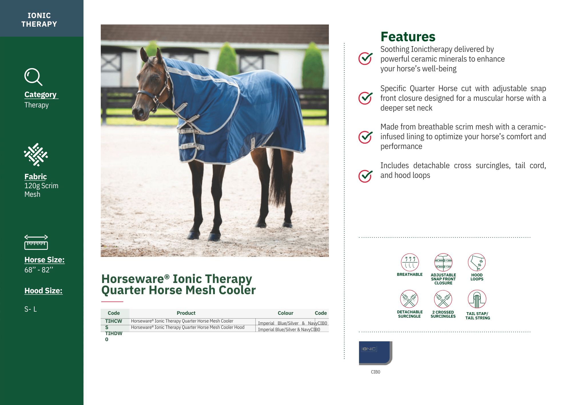 Horseware Ionic Therapy Quarter Horse Mesh Cooler