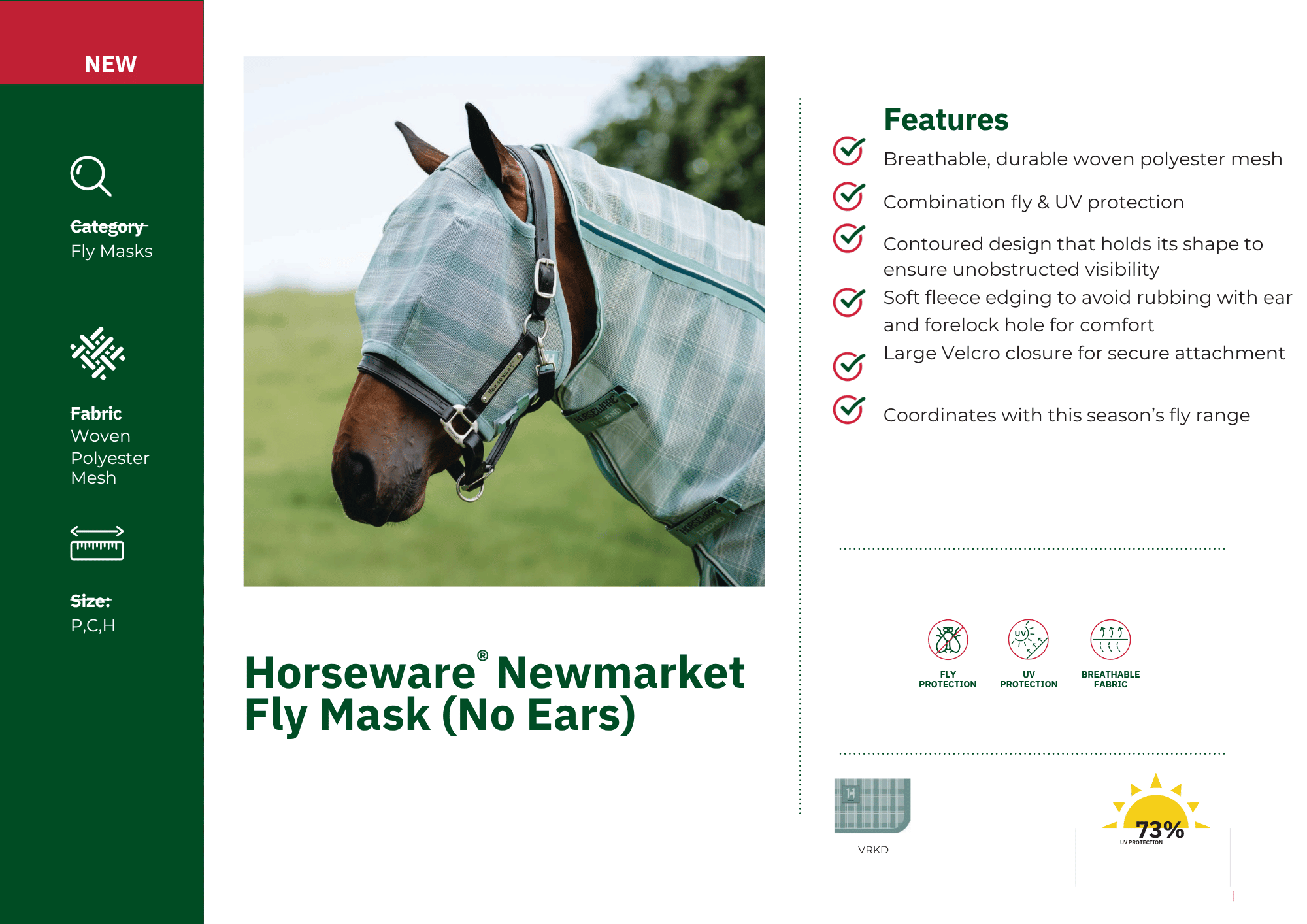 Horseware Newmarket Fly Mask ( No Ears}