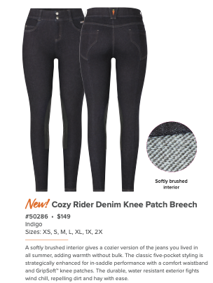 Cozy Rider Denim Knee patch Breeches by Kerrits