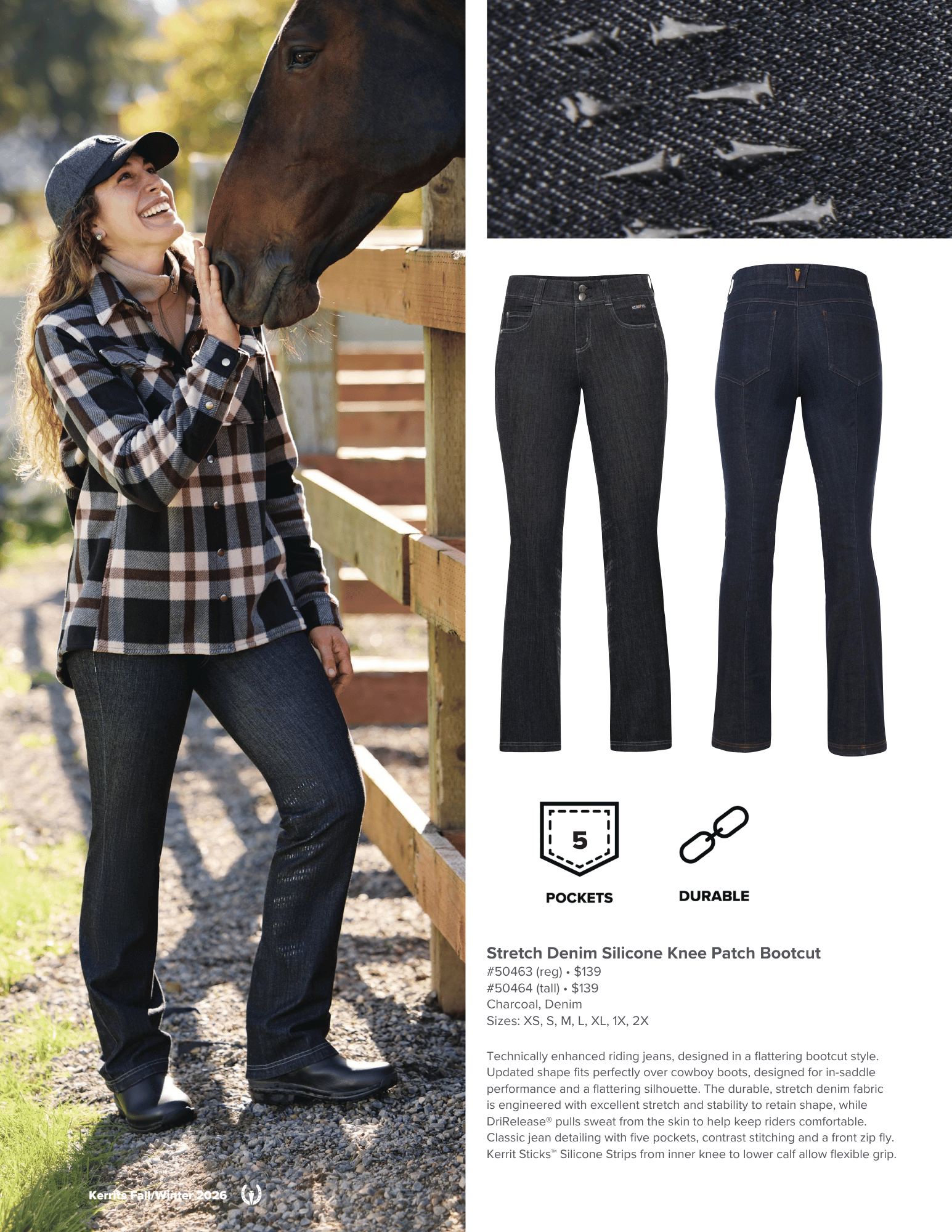 Kerrits Stretch Denim Silicone Knee Patch Bootcut