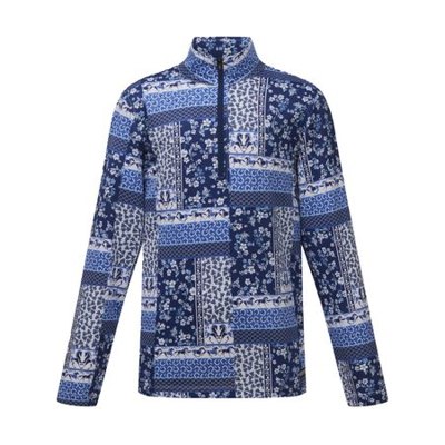 Kerrits Kids' Breeze Ice Fil Long Sleeve Shirt - Lapis Patchwork