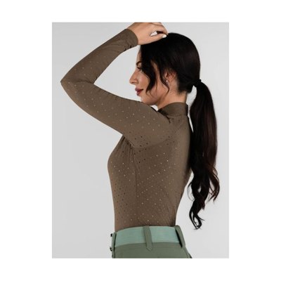 Dapplebay Women's Aircut Mock Neck Long Sleeve Top - Chestnut