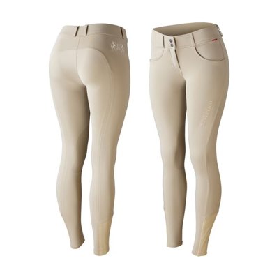 Horze Women's Meghan Silicone Knee Patch Breeches - Plaza Taupe Light Brown/Plaza Taupe Light Brown