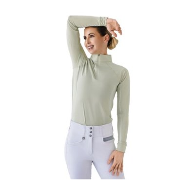 Romfh Women's 1/4 Zip Long Sleeve Solid Sun Shirt - Green Tea