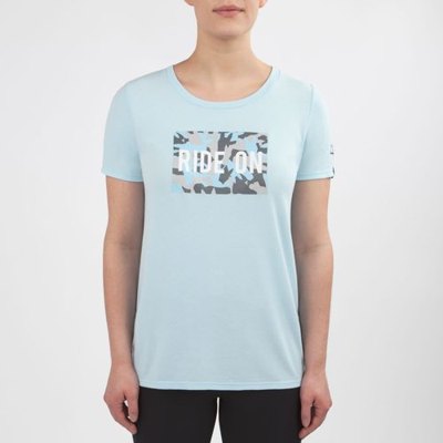 Irideon Women's RIDE ON Camo Swing Tee - Energy Blue