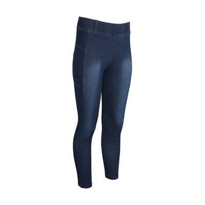 Equine Couture Women's Denim Full Seat Silicon Tights w/Phone Pocket - Dark Denim