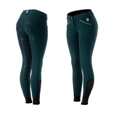 Equinavia Women's Astrid Silicone Full Seat Breeches - Deep Green/Vanilla Cream
