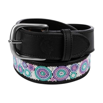 Equinavia Women's Estelle Hand Beaded Belt - Black/Circles