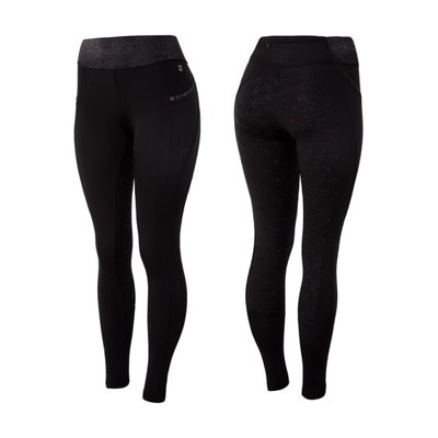 Horze Women's Tights w/Black Glitter - Black