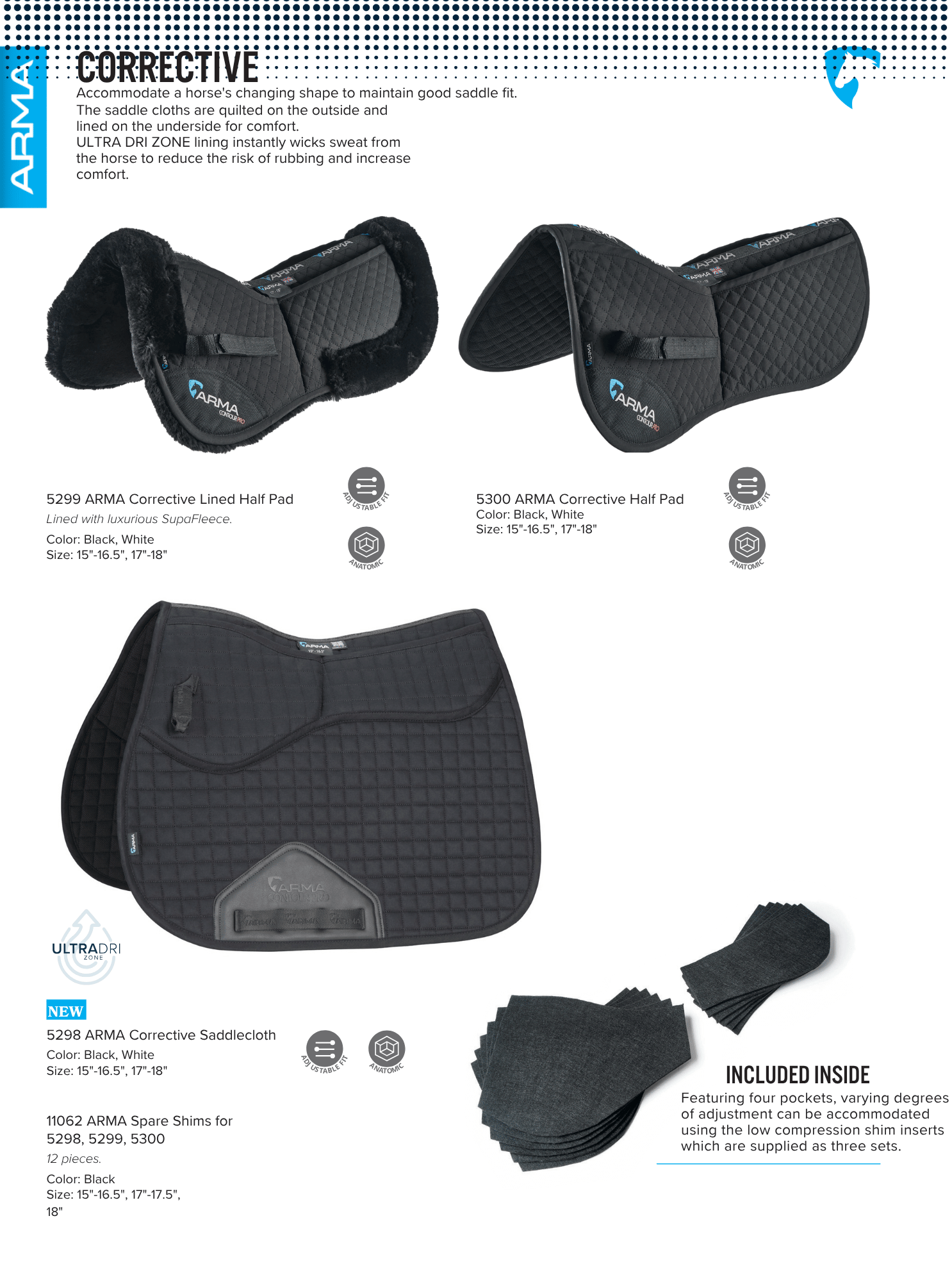 ARMA corrective saddle pads and accessories.