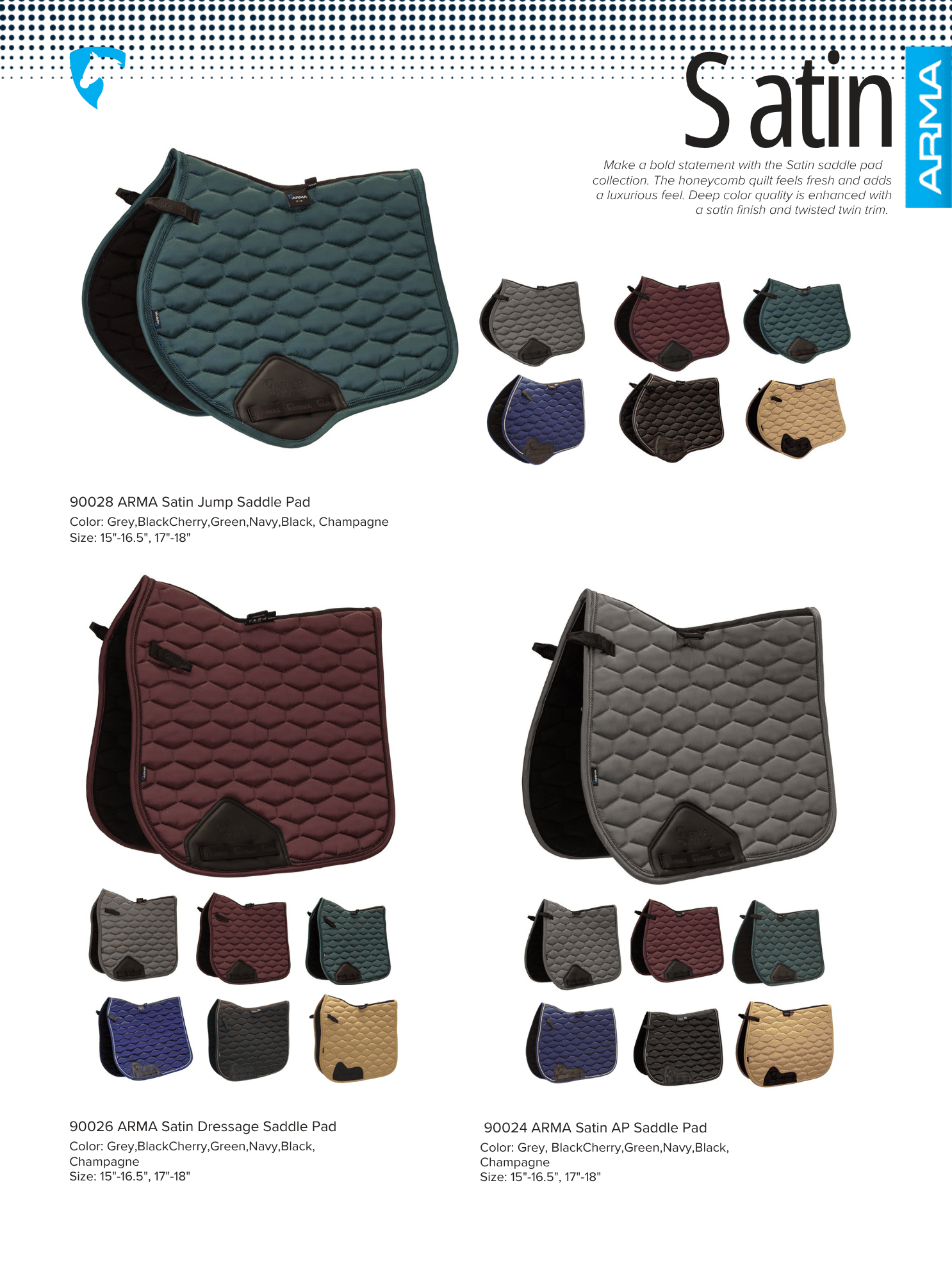 ARMA Satin Saddle Pads