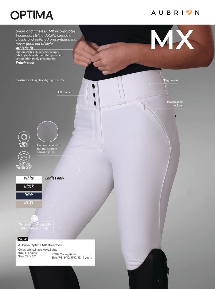 Shires Aubrion Optima MX breeches, catalog page