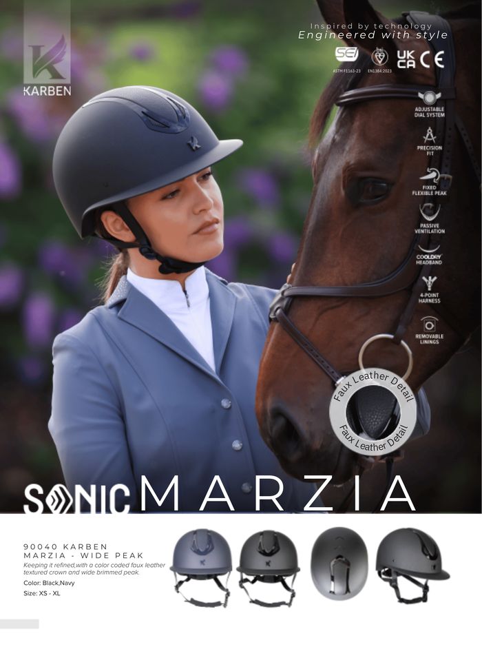 Shires Karben Sonic Marzia helmet, catalog page