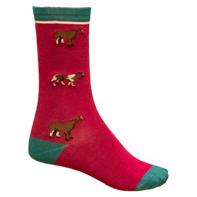 Shires Aubrion Kids' Bamboo Ankle Socks - Pink Horse