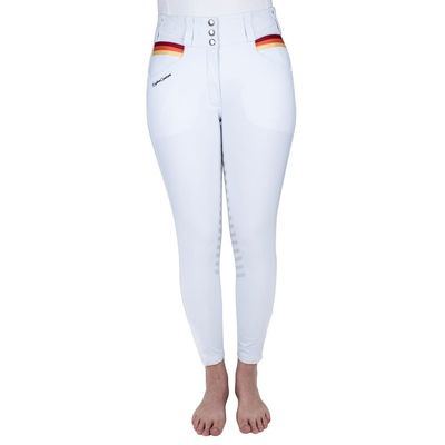 Equine Couture Women's Gradient Extended Knee Patch Breech - White/Red
