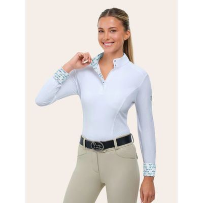 RJ Classics Women's Tori 2.0 Long Sleeve Show Shirt - White/Retro Pups