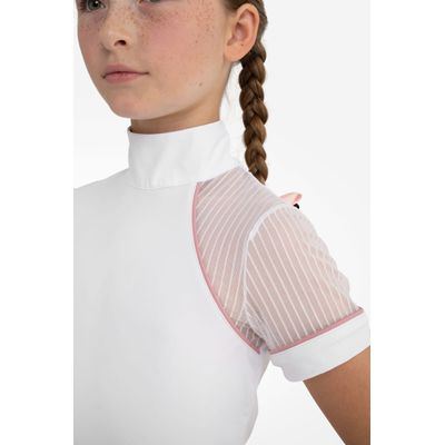 Hassinger Kids' Junior Lollipop Short Sleeve Show Shirt - White/Pink Piping