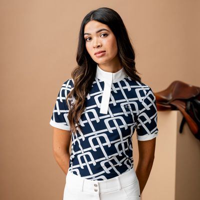 Alessandro Albanese Women's Alcina Short Sleeve Show Shirt - Navy Monogram