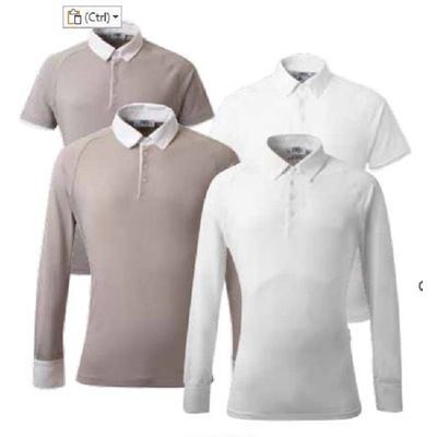 Alessandro Albanese Men's Long Sleeve Polo Technical Competition Shirt - Greige