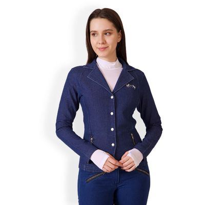 Equine Couture Women's Denim & Diamonds Stretch Show Coat - Navy
